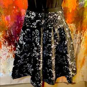 Oscar de la Renta Sequin Black White A-line Skirt